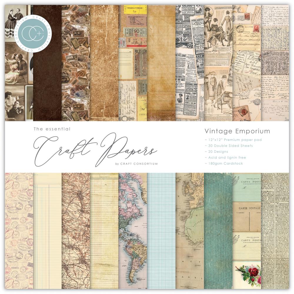Craft Consortium Double-Sided Paper Pad 12X12 - Vintage Emporium