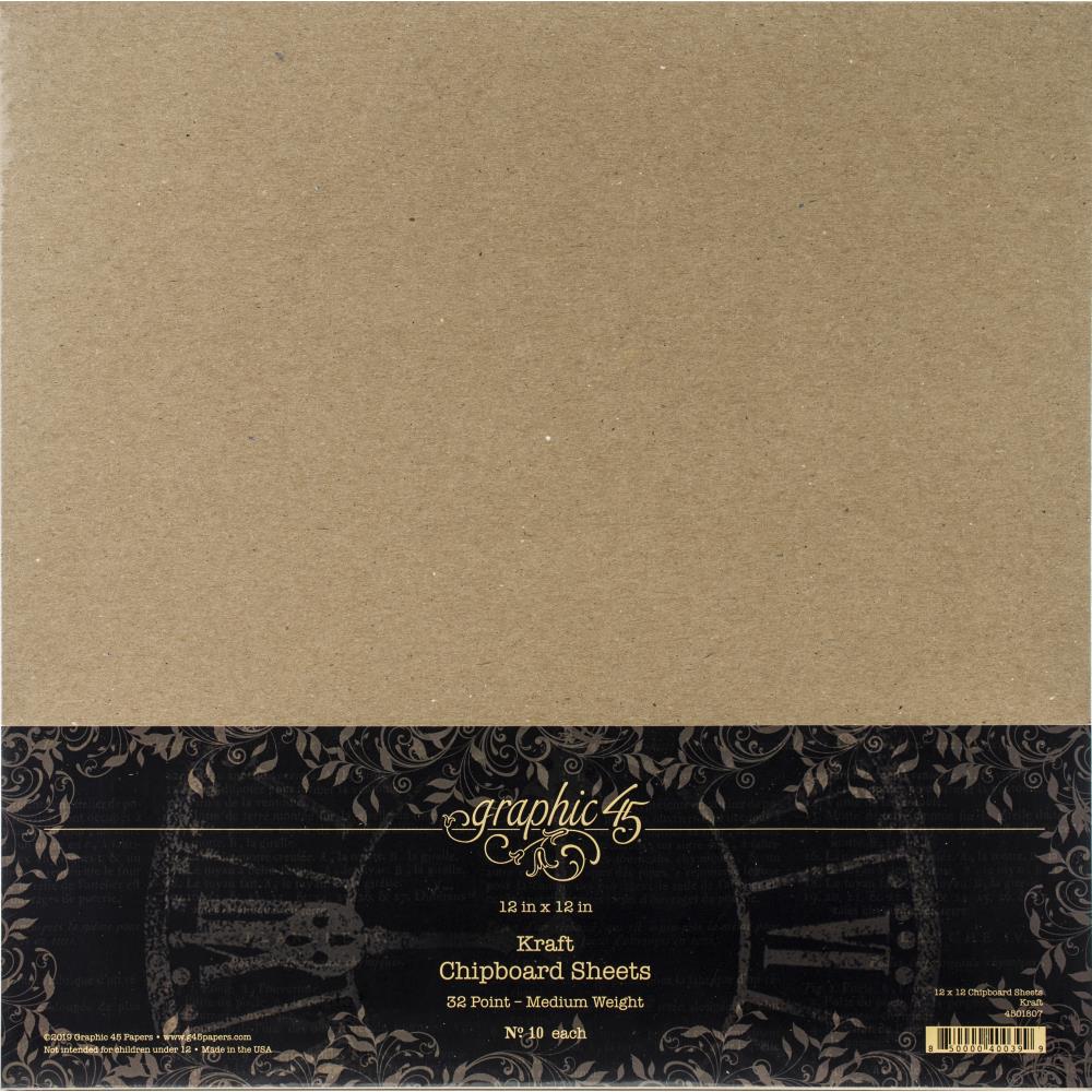Graphic 45 Staples Chipboard 12X12 - Kraft 10pcs