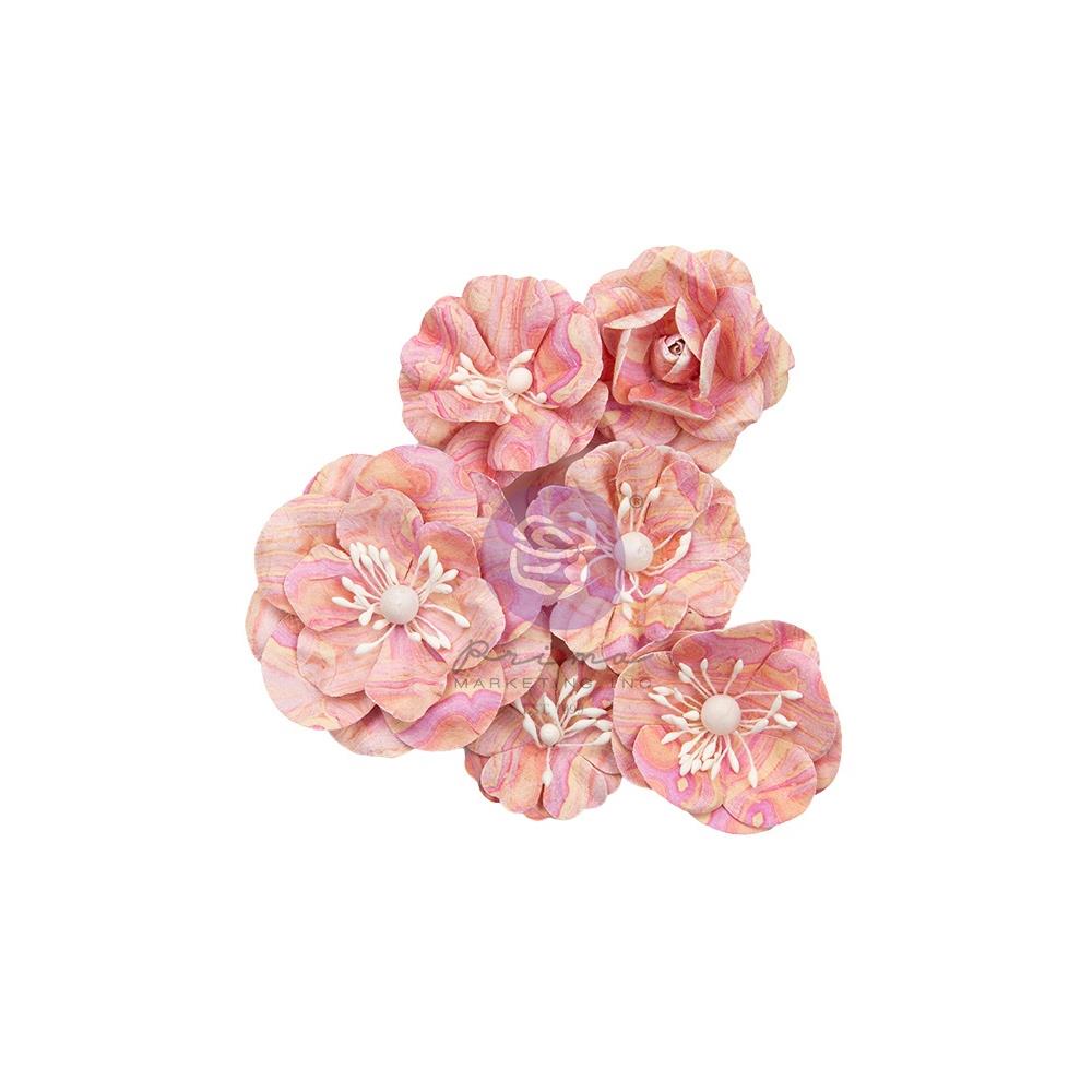 Prima Marketing Mulberry Paper Flowers - Marbled With Love Strawberry Milkshake