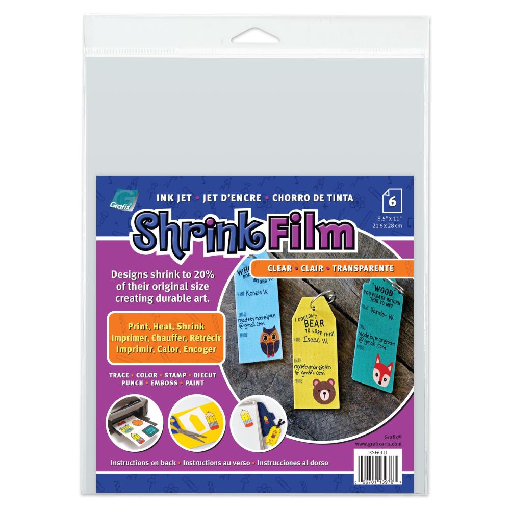 Grafix Ink Jet Shrink Film - Clear 6pk