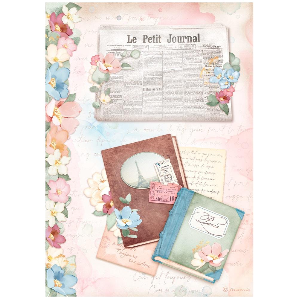 Stamperia Rice Paper Sheet A4 - Oh La La - Le Petit Journal