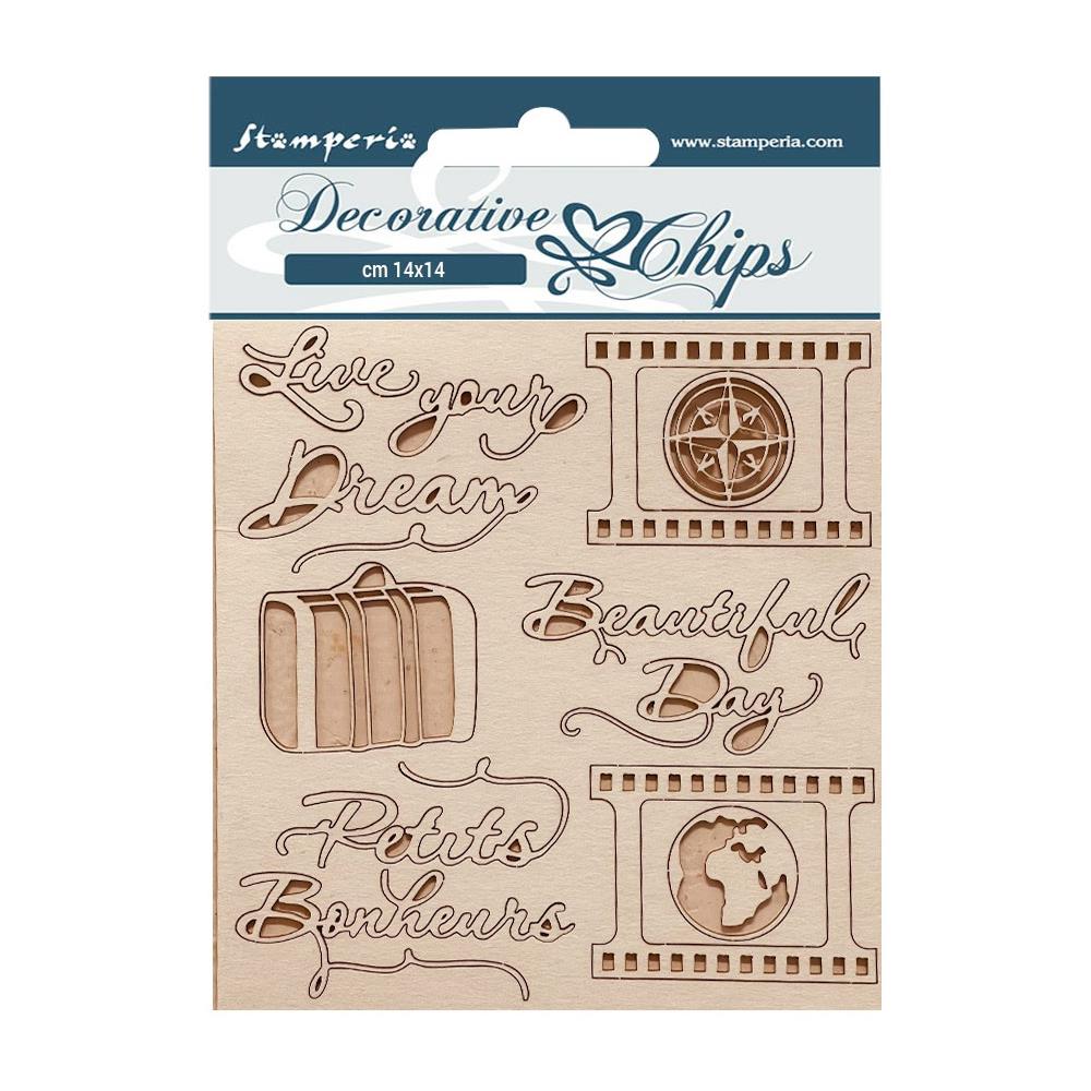 Stamperia Decorative Chips - Oh La La - Live Your Dream