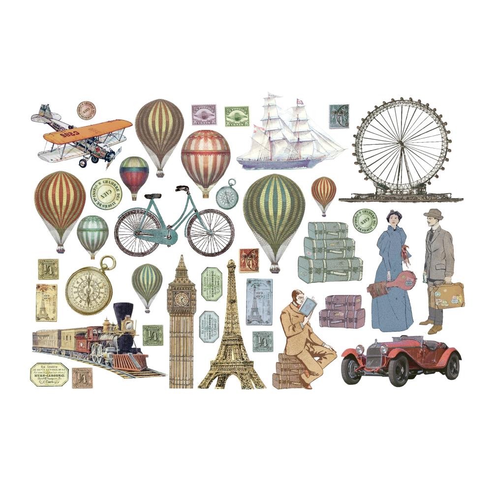 Stamperia Cardstock Ephemera Adhesive Paper Cut Outs - Around The World