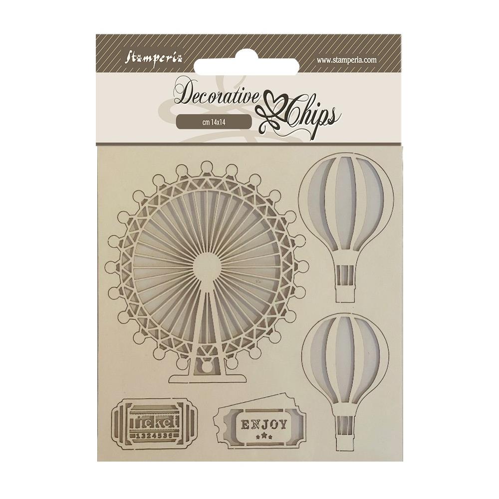 Stamperia Decorative Chips - Around The World Balloons
