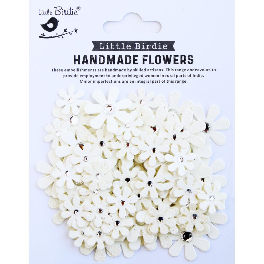 Little Birdie Sparkle Florettes Paper Flowers - Ivory Pearl