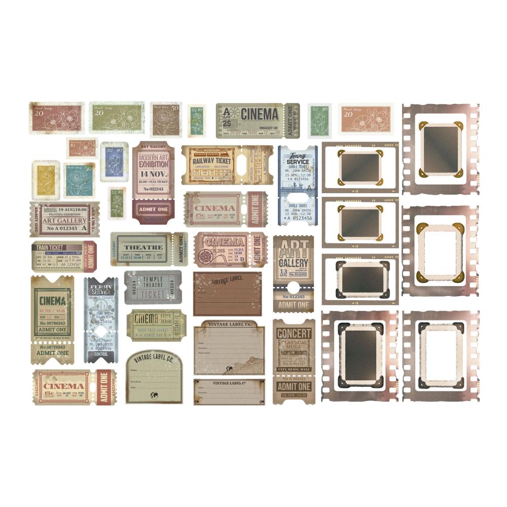 Stamperia Cardstock Ephemera Adhesive Paper Cut Outs - Christmas Tickets