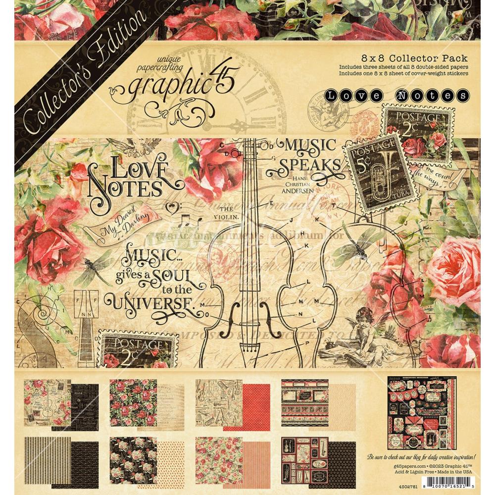 Graphic 45 Collector's Edition - 8x8 Paper Pack - Love Notes