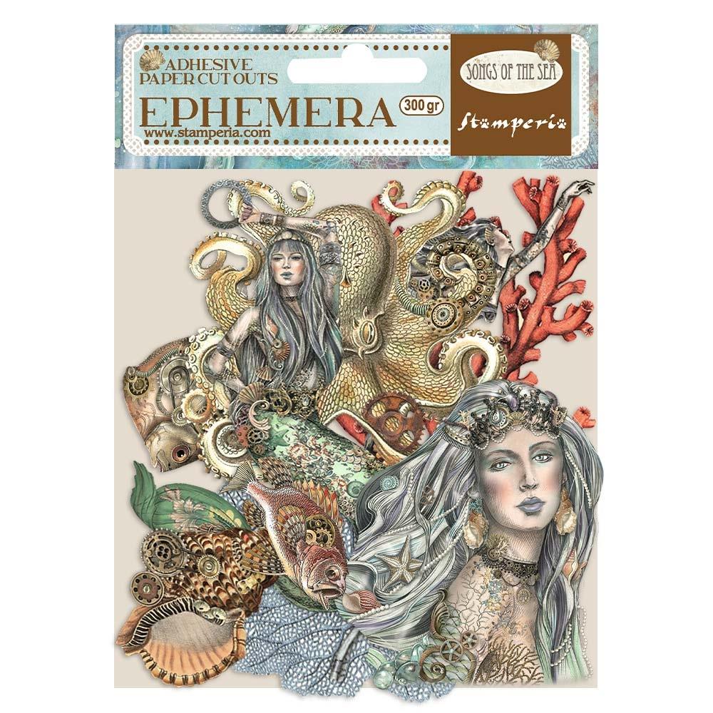 Stamperia Cardstock Ephemera Adhesive Paper Cut Outs - Songs Of The Sea Mermaids
