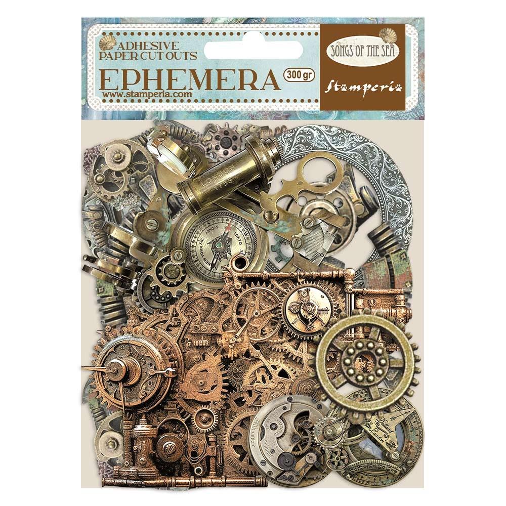Stamperia Cardstock Ephemera Adhesive Paper Cut Outs - Songs Of The Sea Pipes And Mechanism