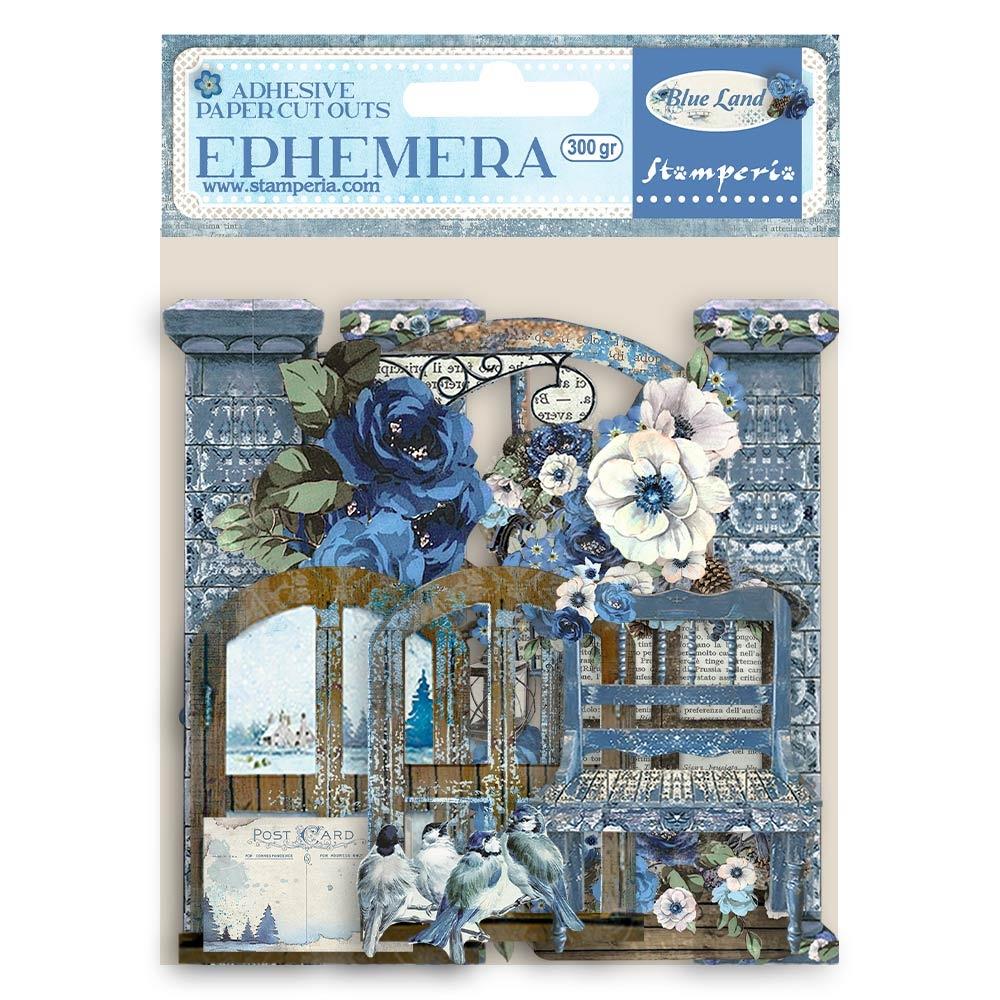 Stamperia Cardstock Ephemera Adhesive Paper Cut Outs - Blue Land