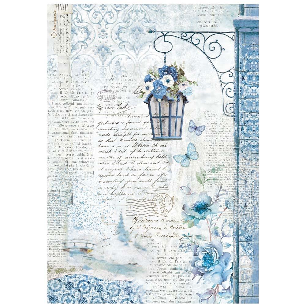 Stamperia Rice Paper Sheet A4 - Blue Land Lamp