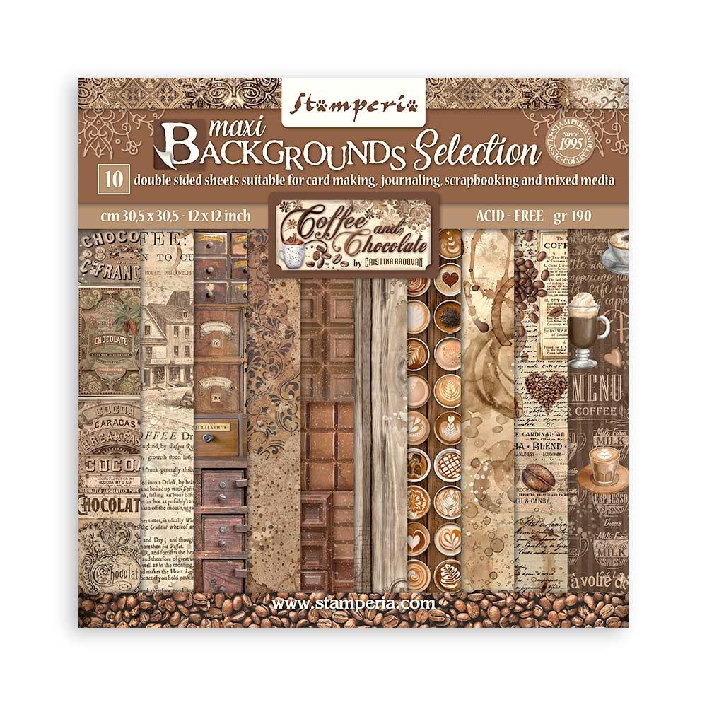 Stamperia Maxi Backgrounds Selection Double-Sided Paper Pad - 12x12 - Coffee And Chocolate