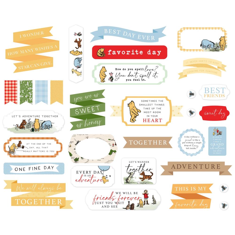 Echo Park Cardstock Ephemera - Icons - Titles & Phrases Winnie The Pooh