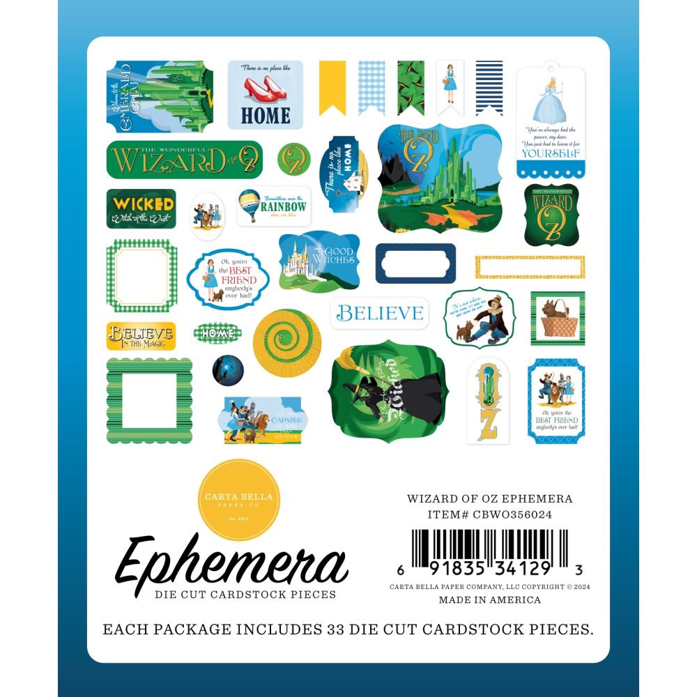 Carta Bella Cardstock Ephemera Icons - Wizard Of Oz