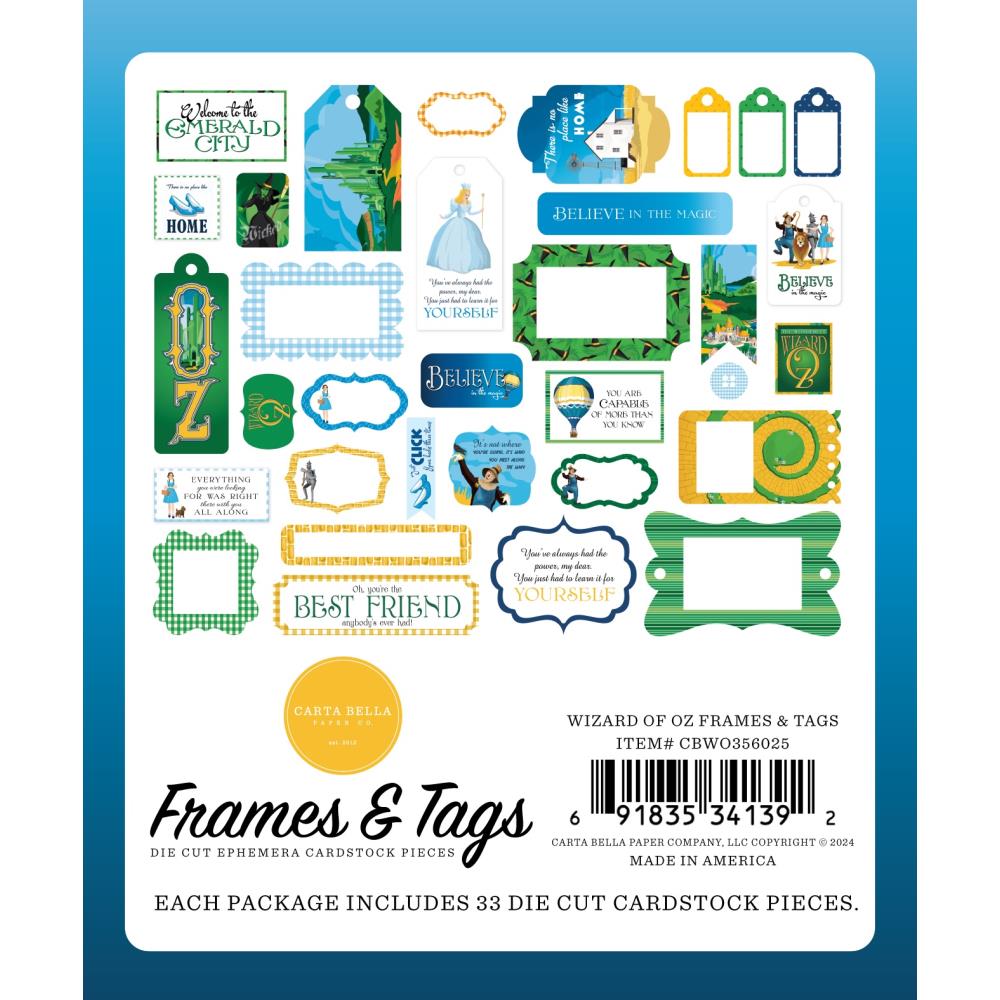 Carta Bella Cardstock Ephemera Frames & Tags - Wizard Of Oz