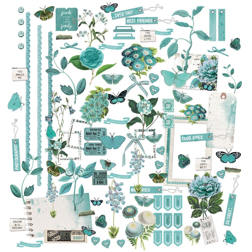 49 And Market - Laser Cut Outs - Color Swatch: Teal Elements