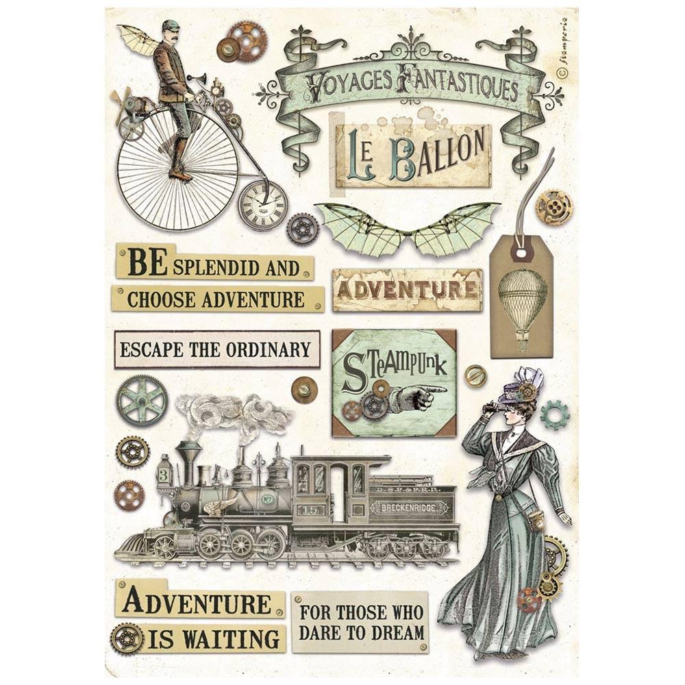 Stamperia Rice Paper Sheet A4 - Voyages Fantastiques Elements