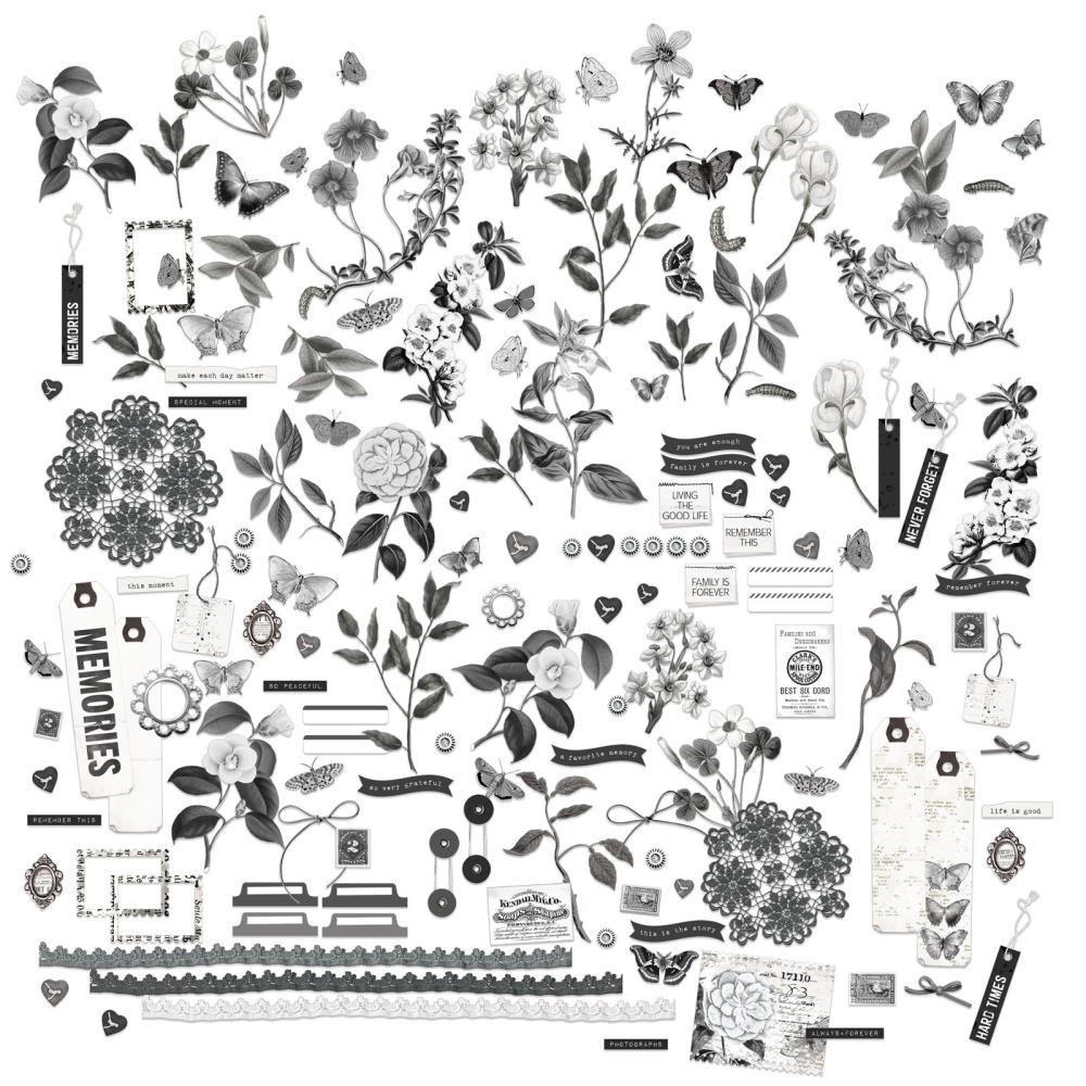 49 And Market - Mini Laser Cut Outs - Color Swatch: Charcoal