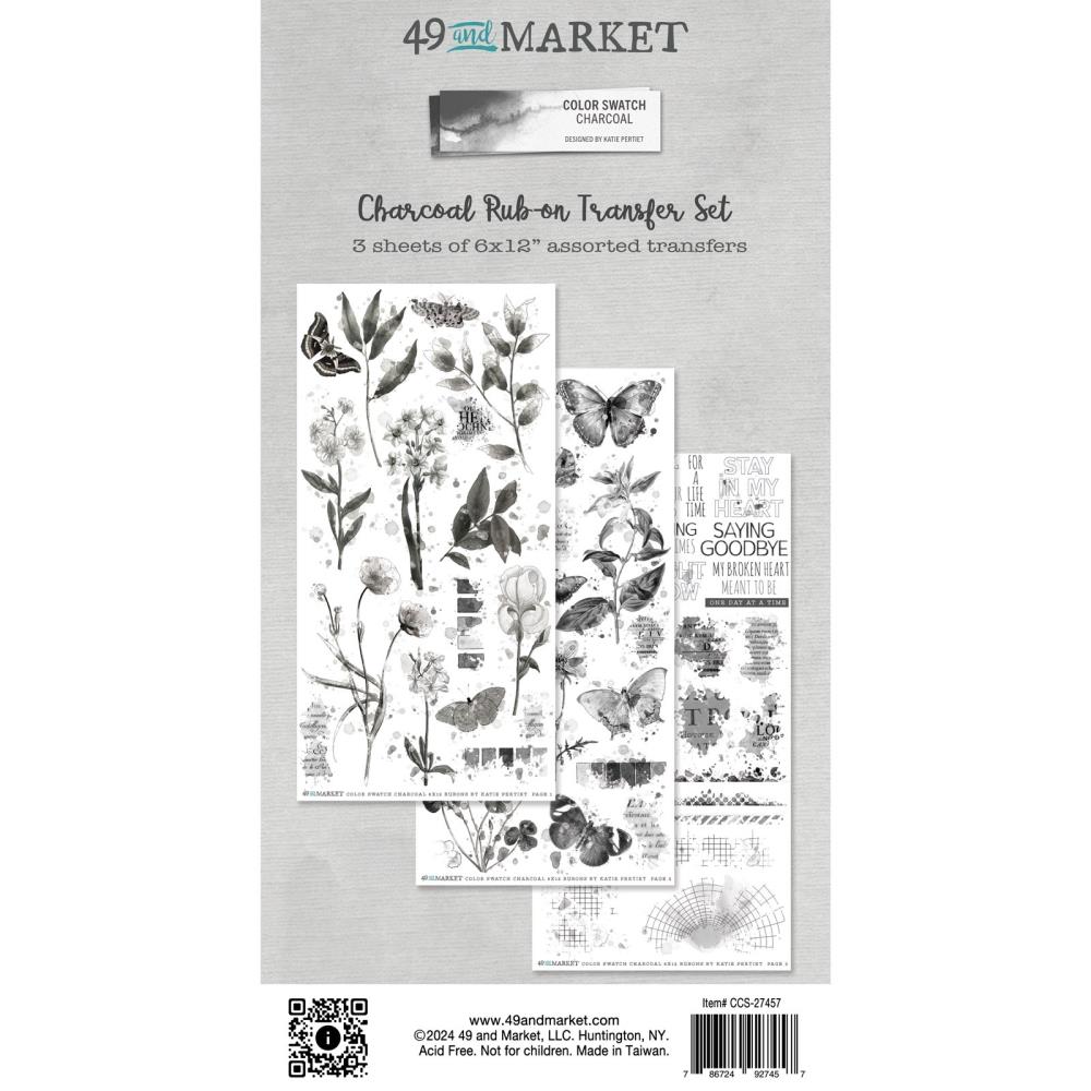 49 And Market Rub-On Transfer Set - Color Swatch: Charcoal