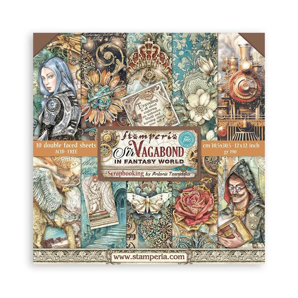Stamperia Double-Sided Paper Pad 12x12 - Sir Vagabond In Fantasy World