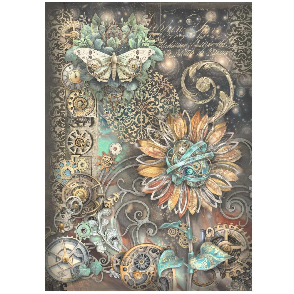 Stamperia Rice Paper Sheet A4 - Sir Vagabond In Fantasy World Mechanical Sunflower