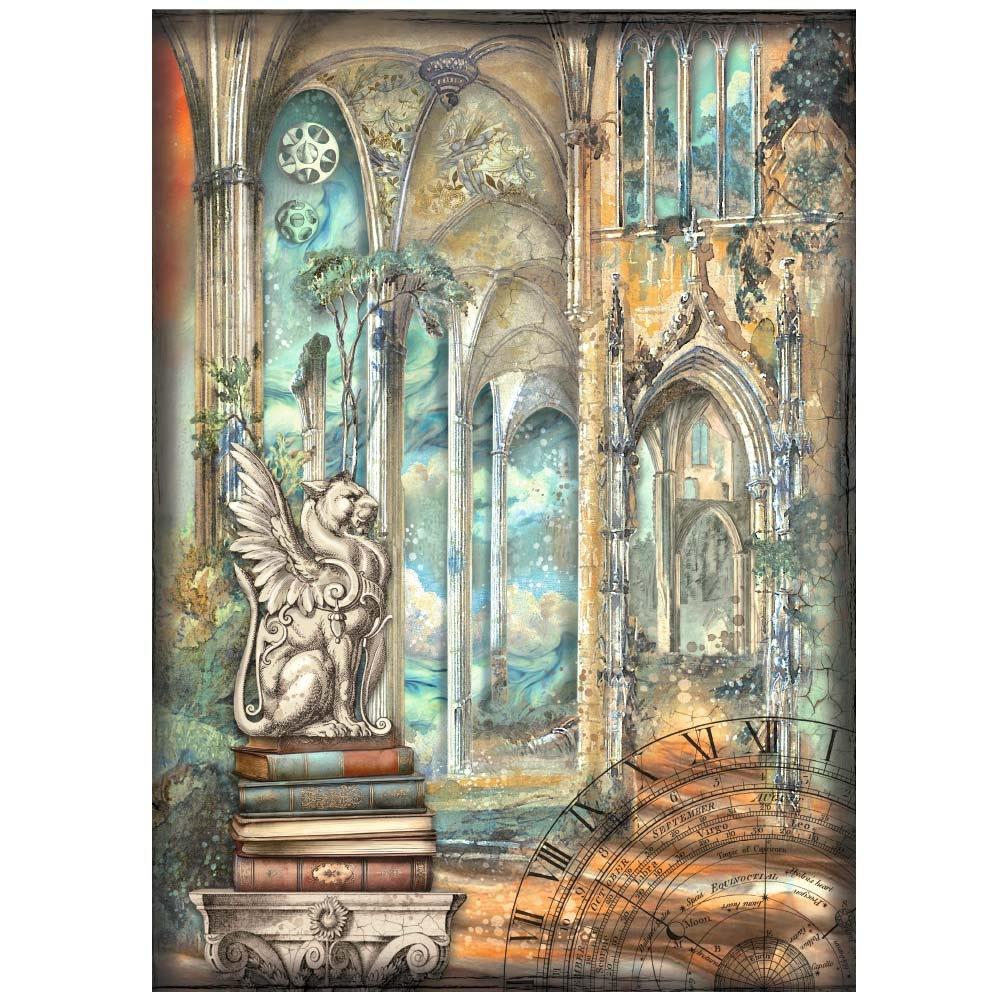 Stamperia Rice Paper Sheet A4 - Sir Vagabond In Fantasy World Mechanical Dragon