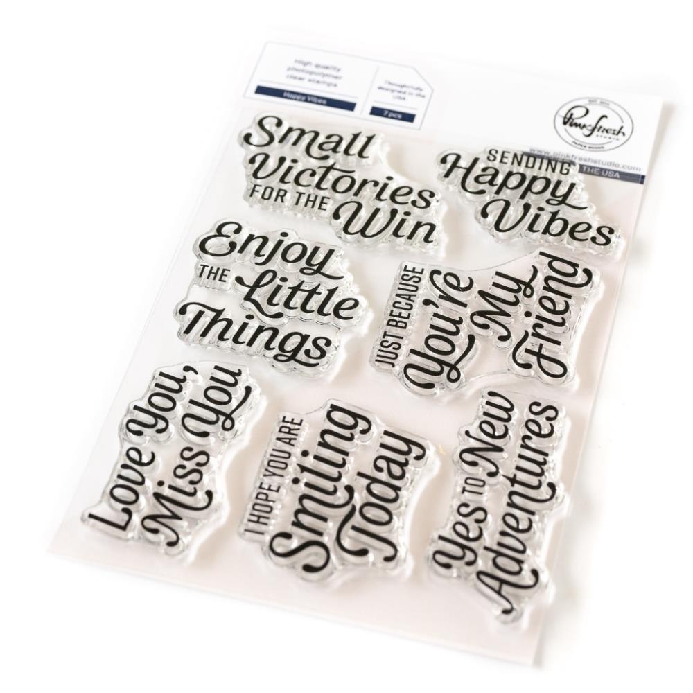 Pinkfresh Studio Clear Stamp Set - Happy Vibes
