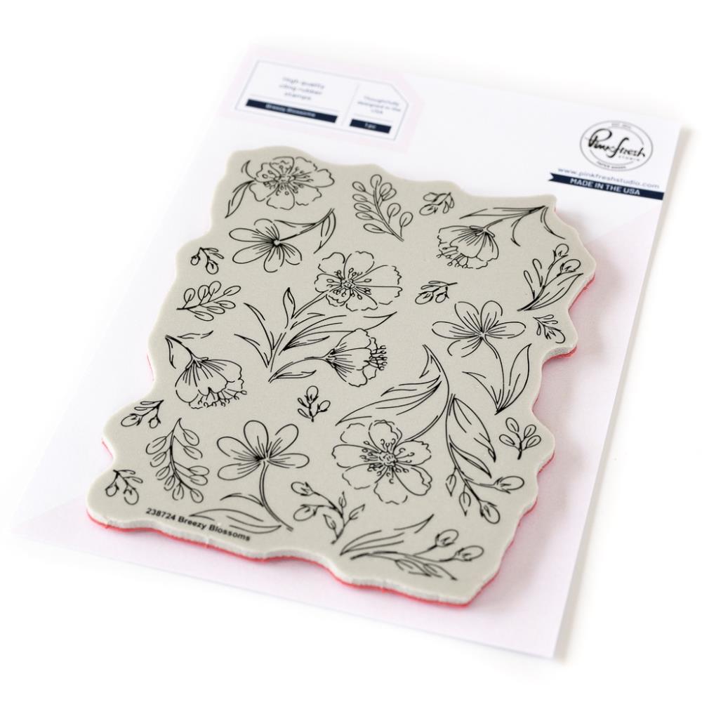 Pinkfresh Studio Cling Rubber Background Stamp Set - Breezy Blossoms