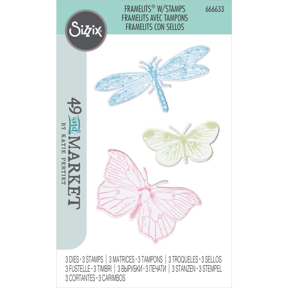 Sizzix Framelits Die & Stamp Set By 49 & Market - Engraved Wings