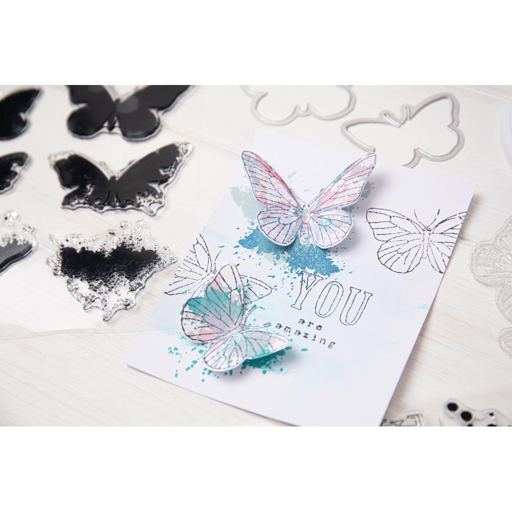 Sizzix Framelits Die & A5 Stamp Set By 49 & Market - Painted Pencil Butterflies