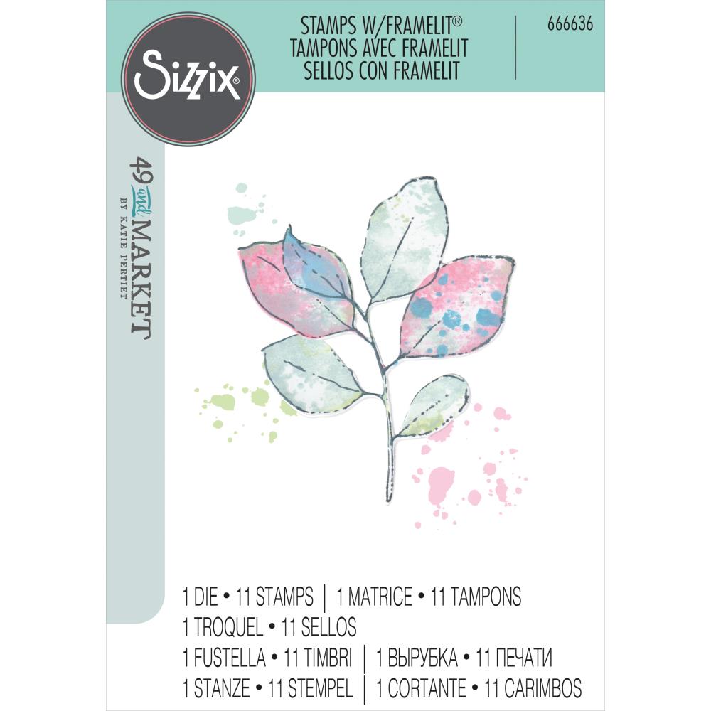 Sizzix Framelits Die & A5 Stamp Set By 49 & Market - Painted Pencil Leaves