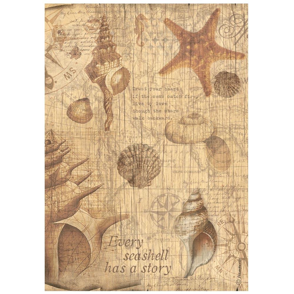 Stamperia Rice Paper Sheet A4 - Sea Land Shells