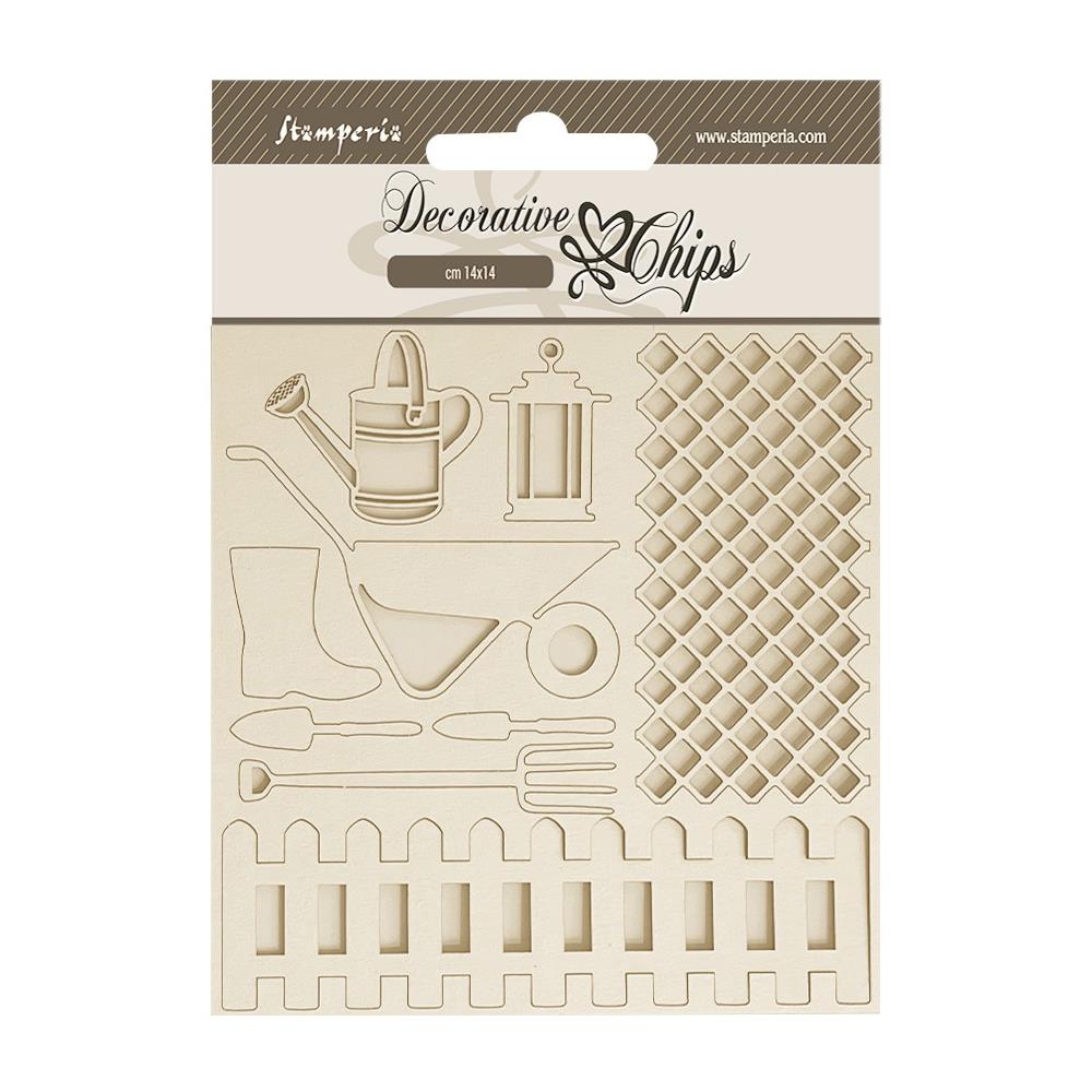 Stamperia Decorative Chips - Garden Tools