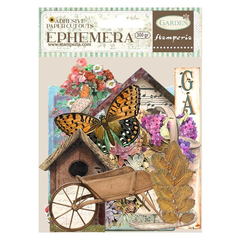 Stamperia Cardstock Ephemera Adhesive Paper Cut Outs - GARDEN