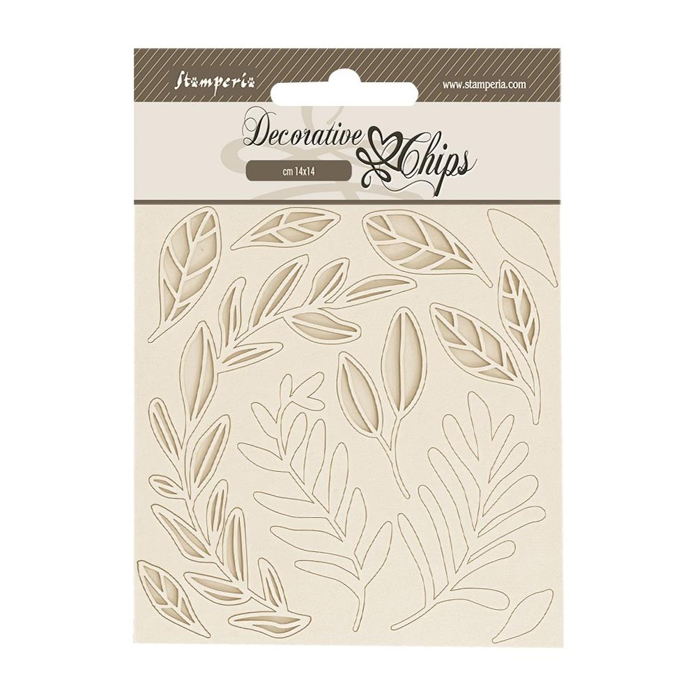 Stamperia Decorative Chips - Happiness Secret Diary Leaves Pattern