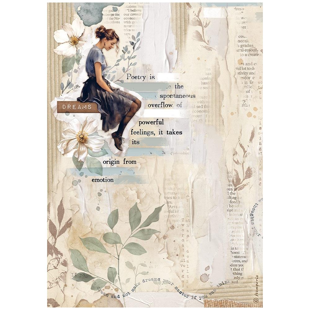 Stamperia Rice Paper Sheet A4 - Create Happiness Secret Diary Lady