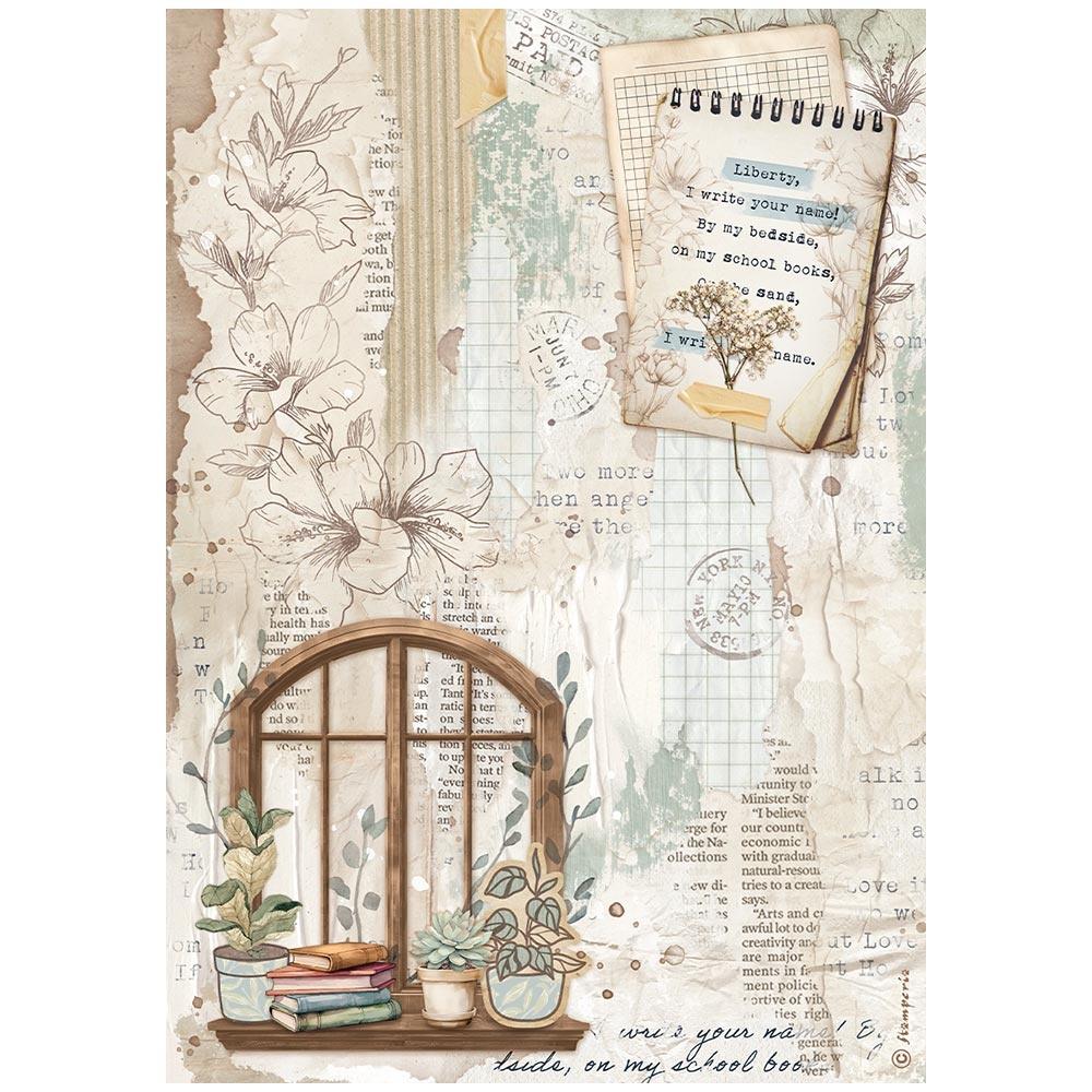 Stamperia Rice Paper Sheet A4 - Create Happiness Secret Diary Window