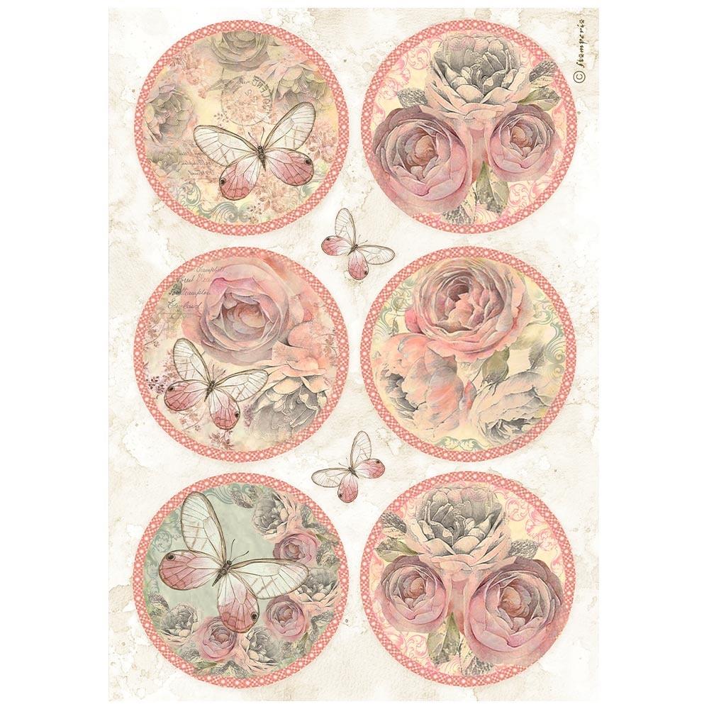 Stamperia Rice Paper Sheet A4 - Shabby Rose 6 Rounds