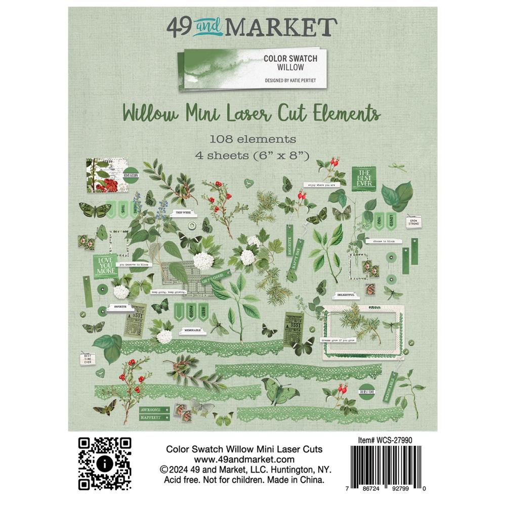 49 And Market - Mini Laser Cut Outs - Color Swatch: Willow Elements