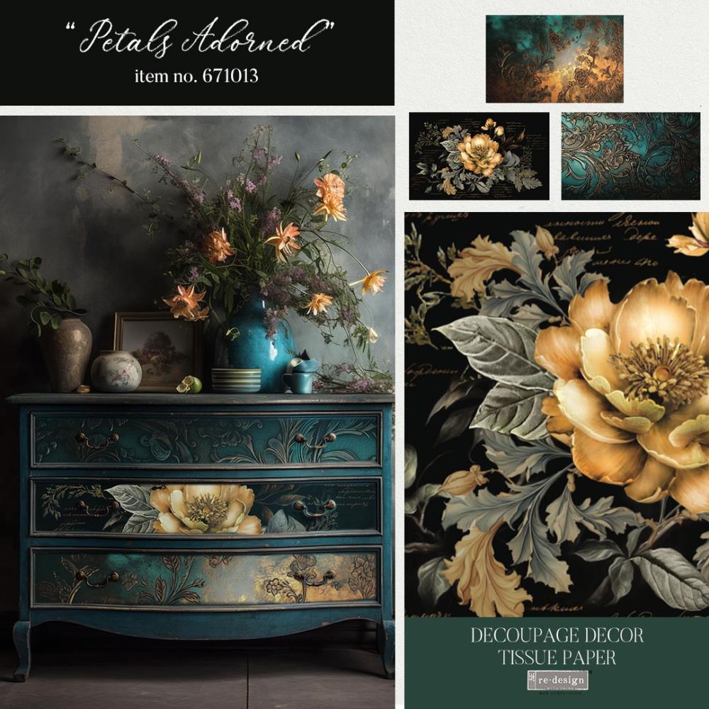 Prima Re-Design Decoupage Decor Tissue Paper - Petals Adorned