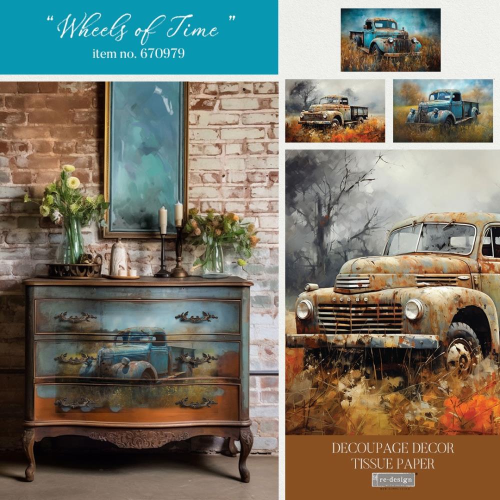 Prima Re-Design Decoupage Decor Tissue Paper - Wheels Of Time