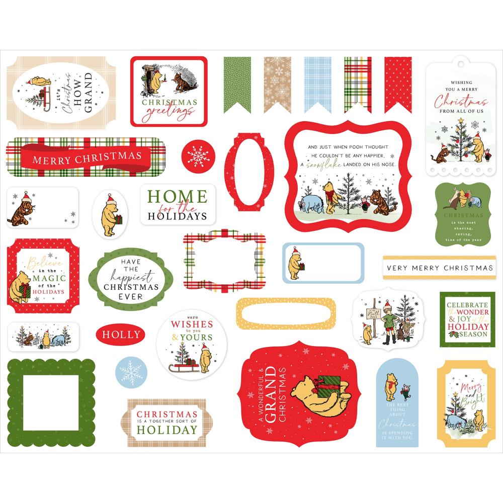 Echo Park Cardstock Ephemera - Icons - Winnie The Pooh Christmas
