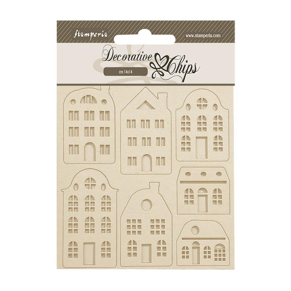 Stamperia Decorative Chips - Lavender Cozy Houses