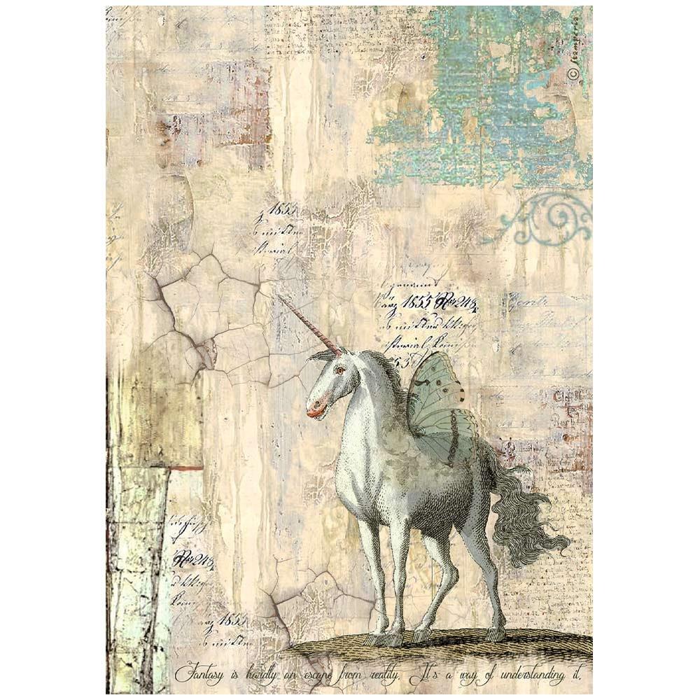 Stamperia Rice Paper Sheet A4 - Wonderland Unicorn