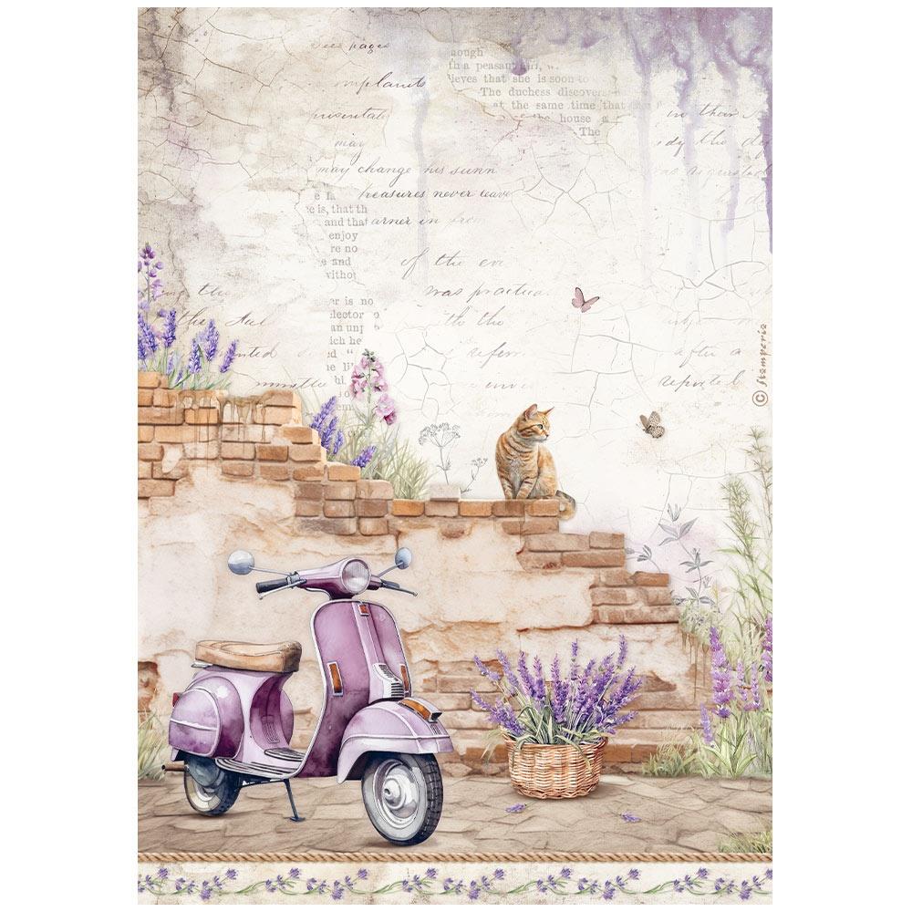 Stamperia Rice Paper Sheet A4 - Lavender Vespa
