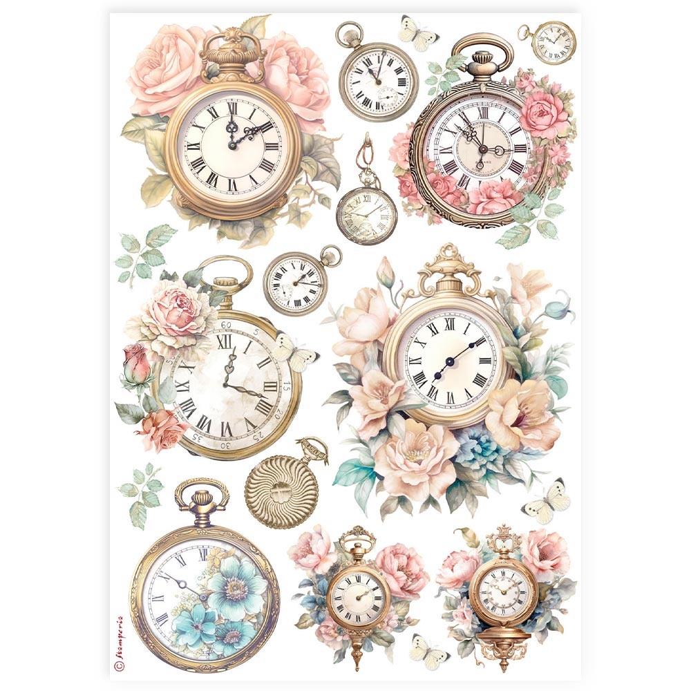 Stamperia Rice Paper Sheet A4 - Clocks