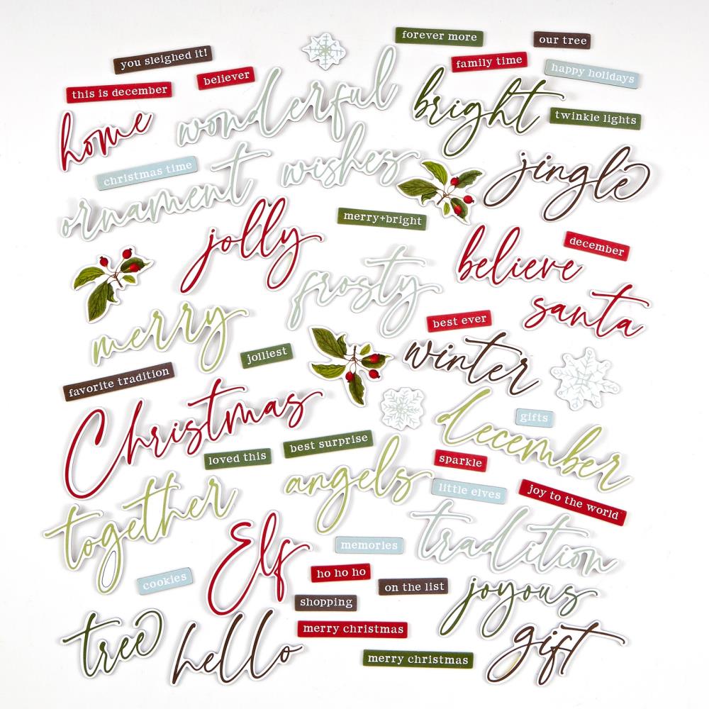 49 And Market Chipboard Set - Words Evergreen Season