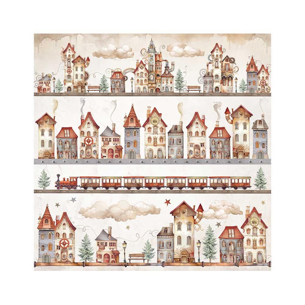 Stamperia - Polyester Fabric 12X12 4 pack - Gear Up For Christmas