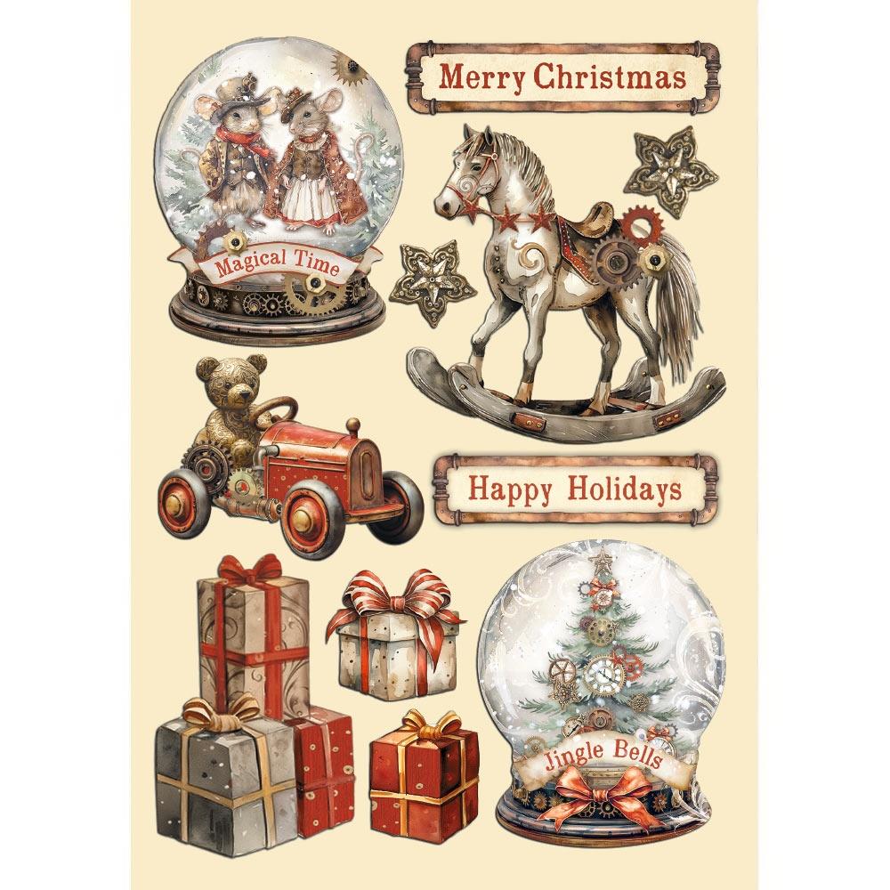 Stamperia Wooden Shapes A5 - Gear Up For Christmas Snowglobes