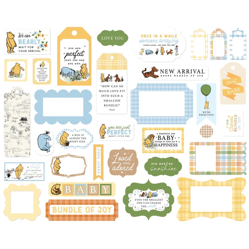 Echo Park Cardstock Ephemera - Frames & Tags Winnie The Pooh Baby
